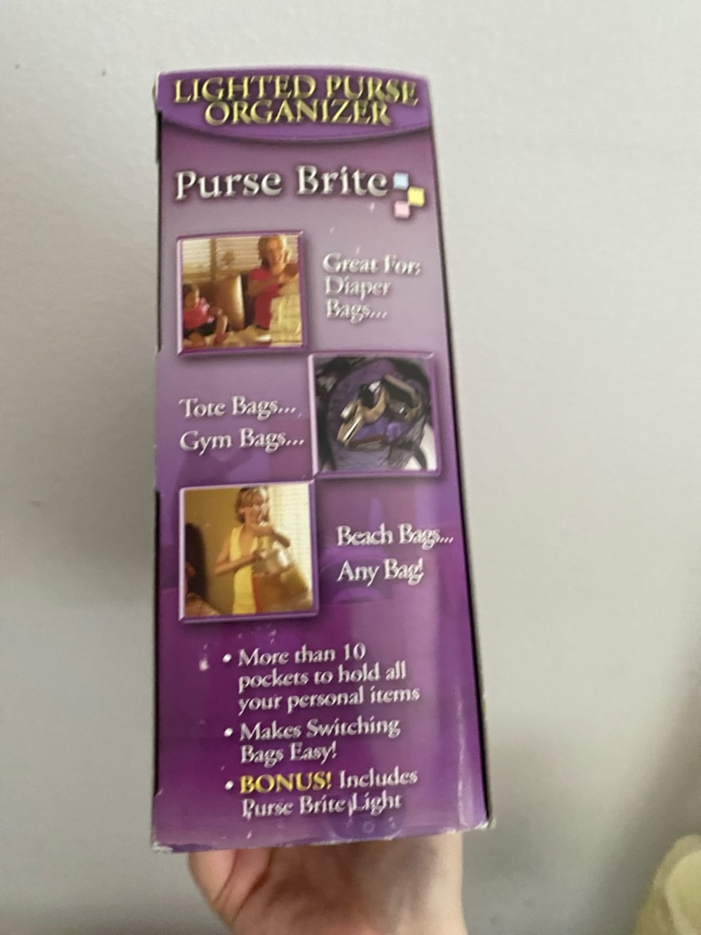 As Seen On TV Purse Brite Lighted Purse Organizer - Purple and Tan - Picture 8 of 8